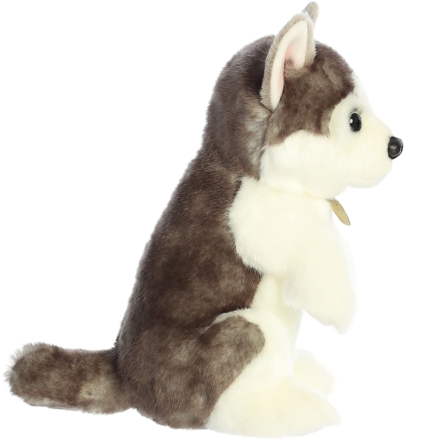 Aurora Adorable Miyoni Tots Sitting Pretty Husky Pup Stuffed Animal - Lifelike Detail - Cherished Companionship - White 10 Inches