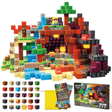 FunsBloomify Magnetic Blocks 120PCS Cave Adventure | STEM Educational Building Toys for Kids Age 3+, Creative Stacking Construction Set with 0.8in