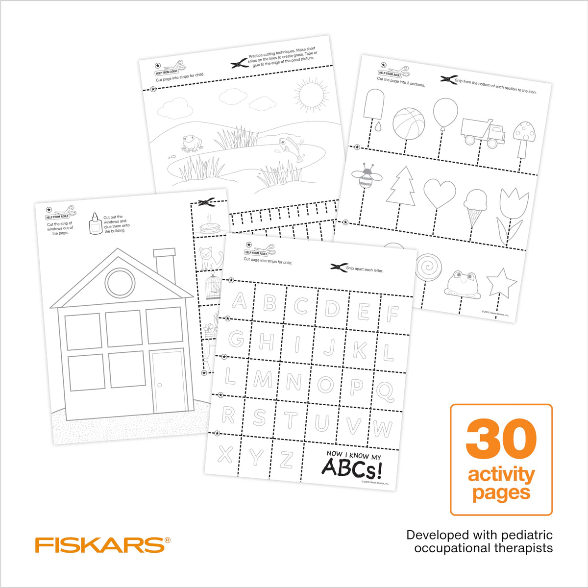 Fiskars Toddler Activity Book with Safety Scissors, For Kids Ages 2, 3, 4+