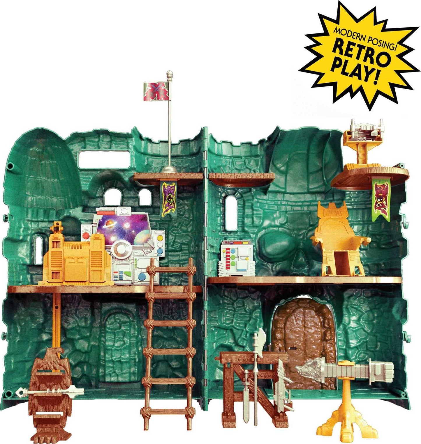 Masters of the Universe Mattel Masters of the Universe Origins Playset & Action Figure, Castle Grayskull with Scorceress, MOTU Toy, 4 Rooms, Trap Door