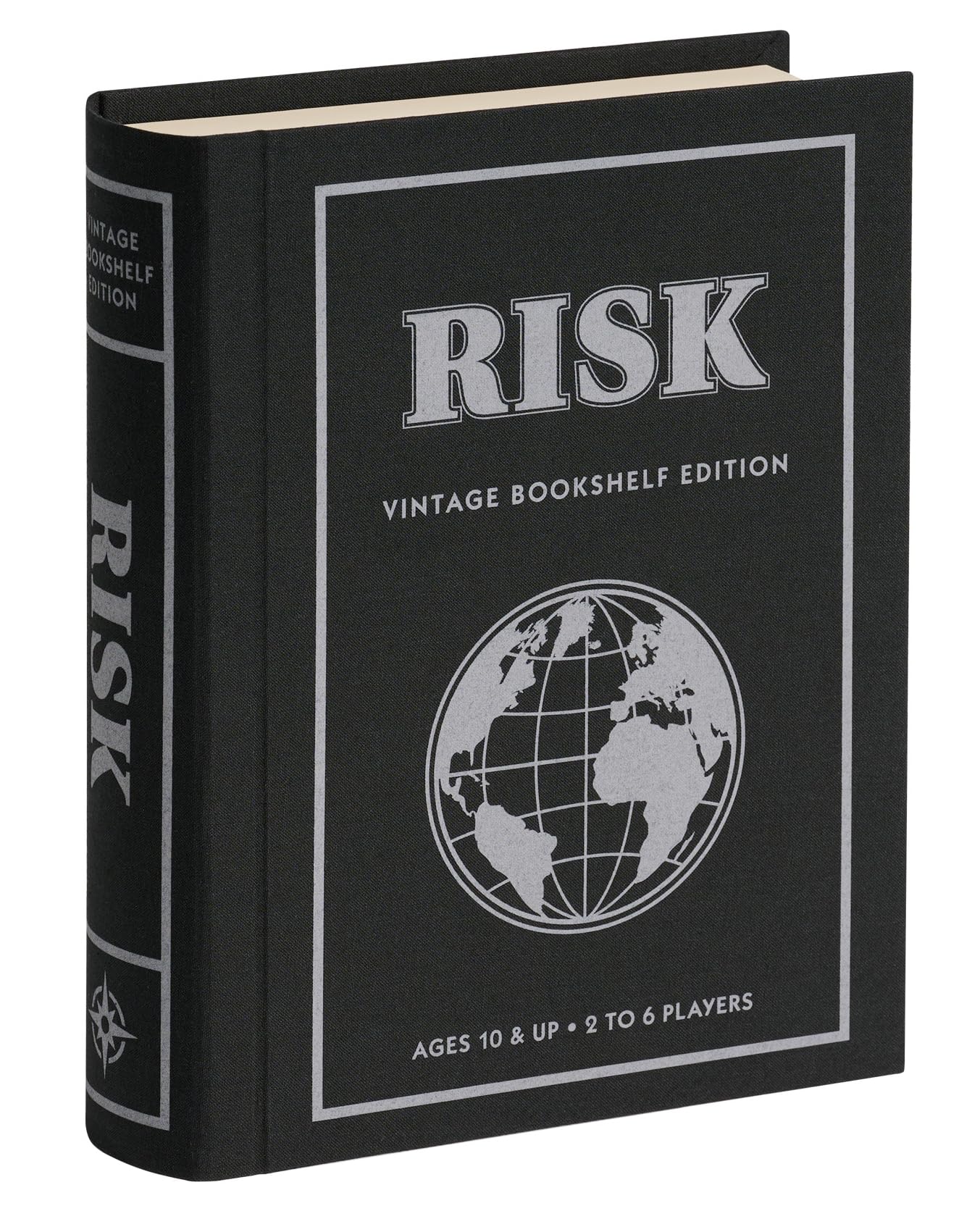 WS Game Company Risk Vintage Bookshelf Edition, Linen Wrapped Book Box & Slipcase - Secret Mission Variant & 6 Armies - Strategy Board Games