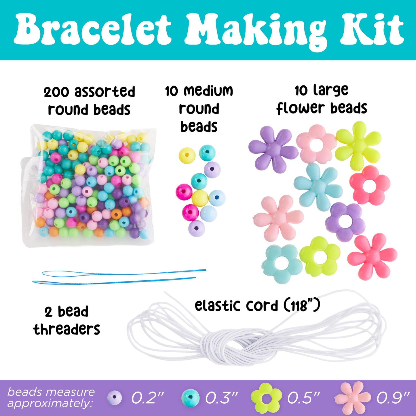 Creativity for Kids Beaded Flower Bracelet Making Kit | DIY Jewelry Craft Kit | Summer Crafts & Festival Accessories | Create 5 Colorful Beaded