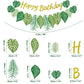 Hawaiian Party Happy Birthday Banner - Hawaiian Party Decoration, Birthday Banner for Luau Party Supplies, and Tropical Party Palm Leaf Decorations
