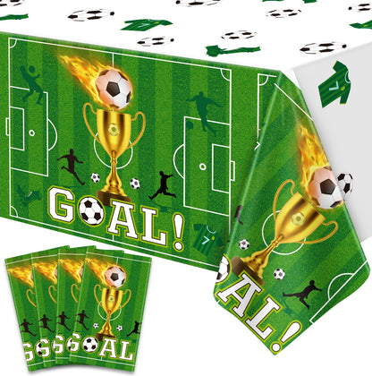 4 Pack Soccer Party Tablecloths Soccer Birthday Decorations Plastic Disposable Sports Theme Party Table Covers Soccer Theme Table Cloth for Rectangle