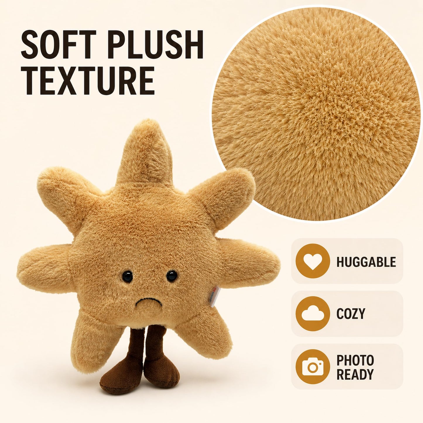 JoyAmigo Happy and Sad Sun Plush Pillow, 13.4 Inch Sunshine Cushion