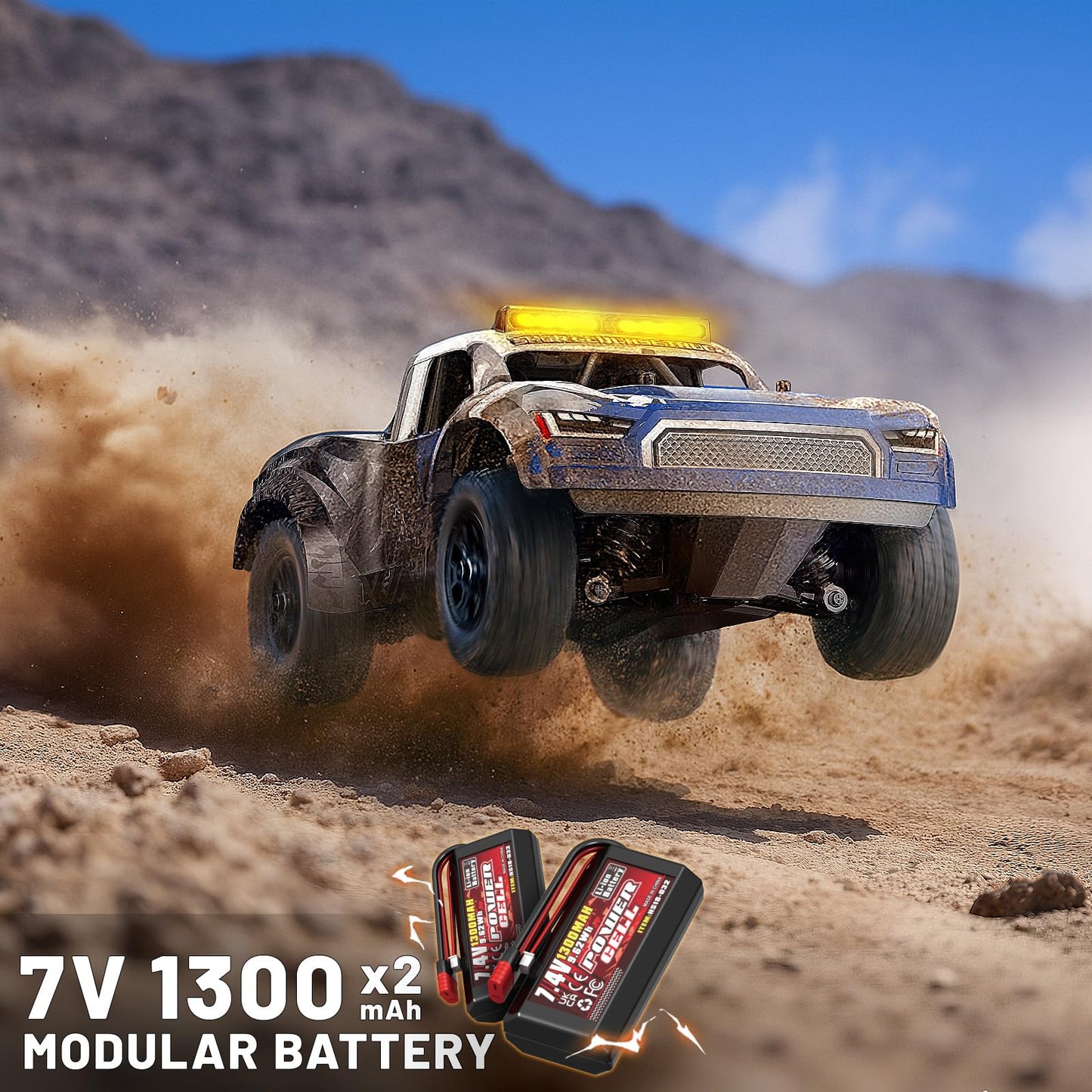 1:16 Scale RC Monster Truck, 2.4GHz Remote Control Fast RC Car 36km/h 4WD Off-Road Water-Resistant Electric Powered Vehicle with Dual Batteries, Drift