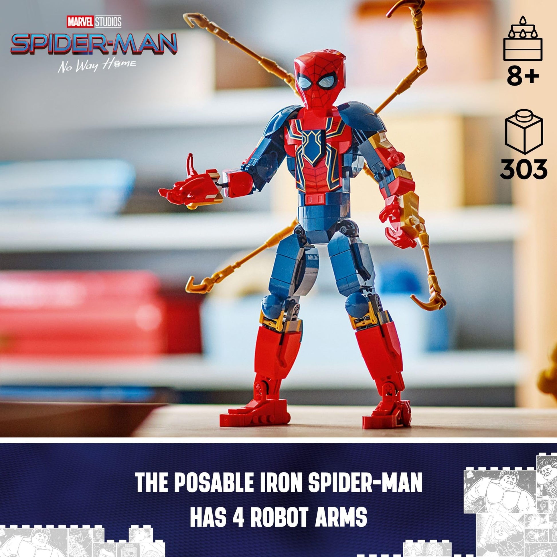 LEGO Marvel Iron Spider-Man Construction Figure Building Toy - Kids Pretend Play Posable Action Figures for Boys & Girls, Ages 8+ - Gift for Birthdays