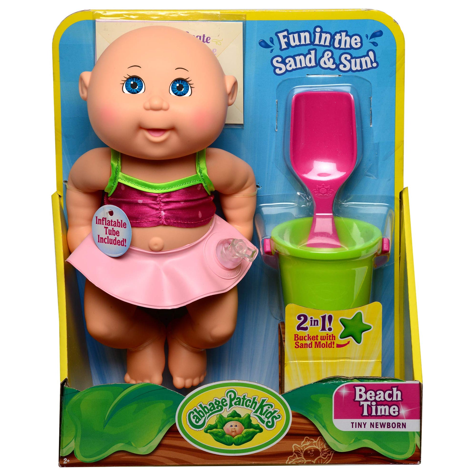 Cabbage Patch Kids Beach Time Tiny Newborn with Pink Toy Floatie, Pail and Shovel and Watermelon Swimsuit - 9 Inch CPK Dolls - Grow Your Cabbage Patch