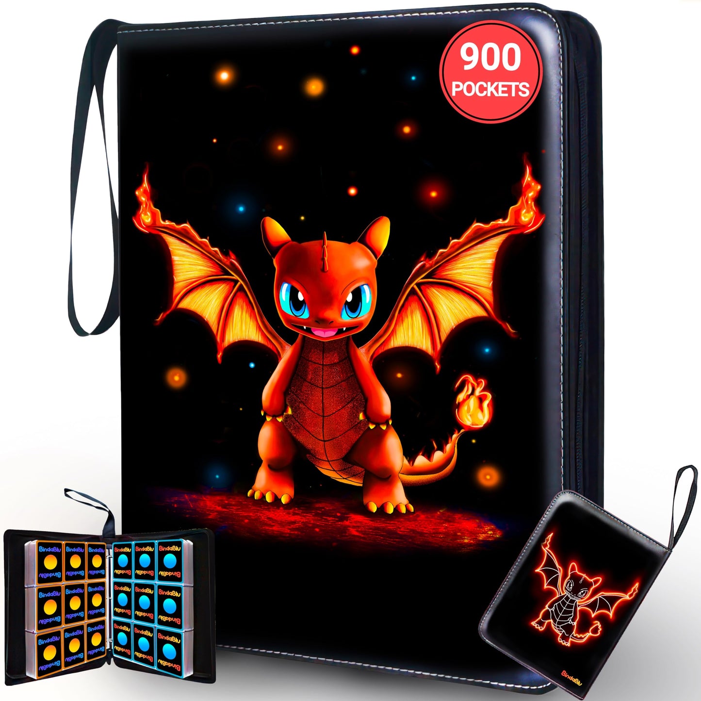 Bindablu Trading Card Binder | Premium Card Album for TCG & Sports Cards | 3-Ring Zipper Binder with Removable Sleeves for Standard Size Cards | Boys