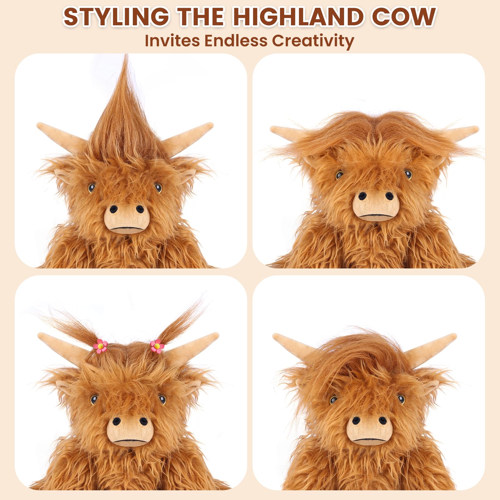 SuzziPals Heatable Coolable Weighted Highland Cow Stuffed Animals Plushie, Microwavable Heating Pad for Period Cramps & Pain, Lavender Scented Cow