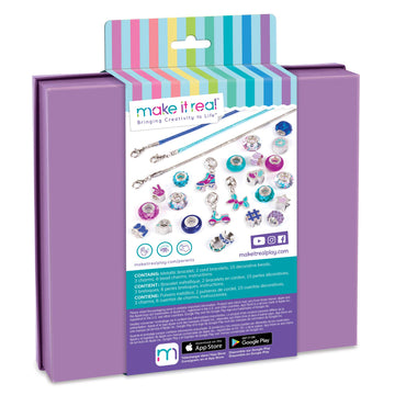 Make It Real - Halo Charms Bracelets True Blue - DIY Charm Bracelet Making Kit - Friendship Bracelet Kit with Beads, Charms & Cord - Arts & Crafts