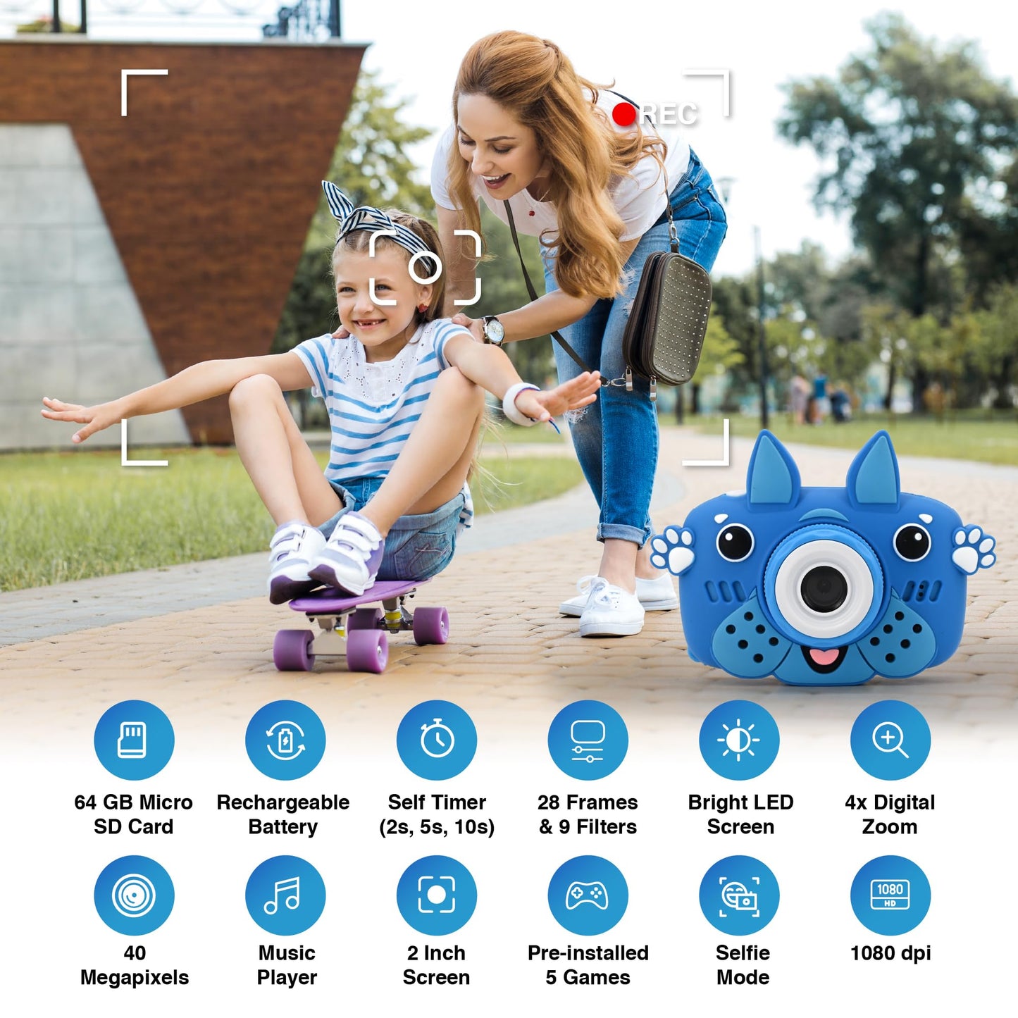 GKidz Kids Camera for Boys & Girls Toy Camera Age 3-12 Years Old Young Photographers with 64GB SD Card, Hanging Belt & Durable Silicone Case Ideal