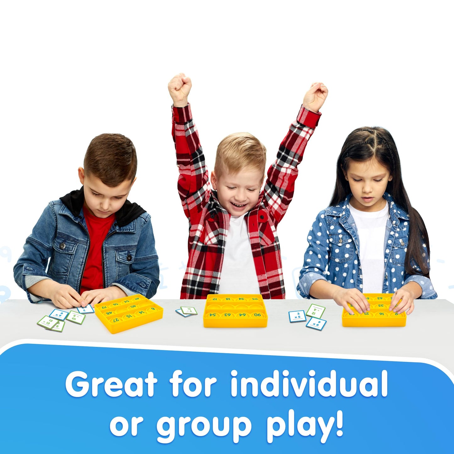 Junior Learning: Math Pop Bingo - Numbers Bubble Grid & Tile Game, Addition-Subtraction-Multiplication, Giant Problem-Solving Silicone Boards, Kids 6+