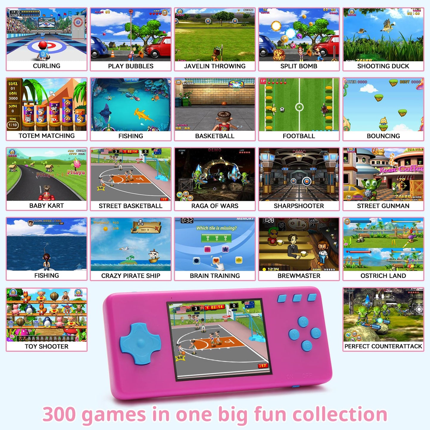 Handheld Game Console,Portable Video Game Console with Retro Games,3.2" Screen,Rechargeable Battery,Built-in Headphones and Built-in Bow Ultimate Kid