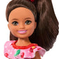 Barbie Club Chelsea Small Doll, 6-Inch Lula with Brunette Hair Wearing Removable Cherry-Print Dress & Sandals