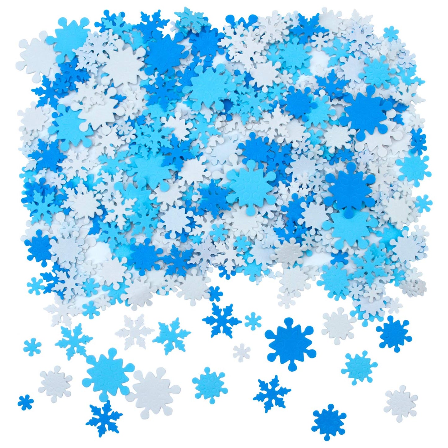 Aneco 600 Pieces Winter Foam Snowflake Stickers Christmas Self-Adhesive Blue and White Snowflake Shape Stickers for Home Holiday Xmas Party DIY Craft