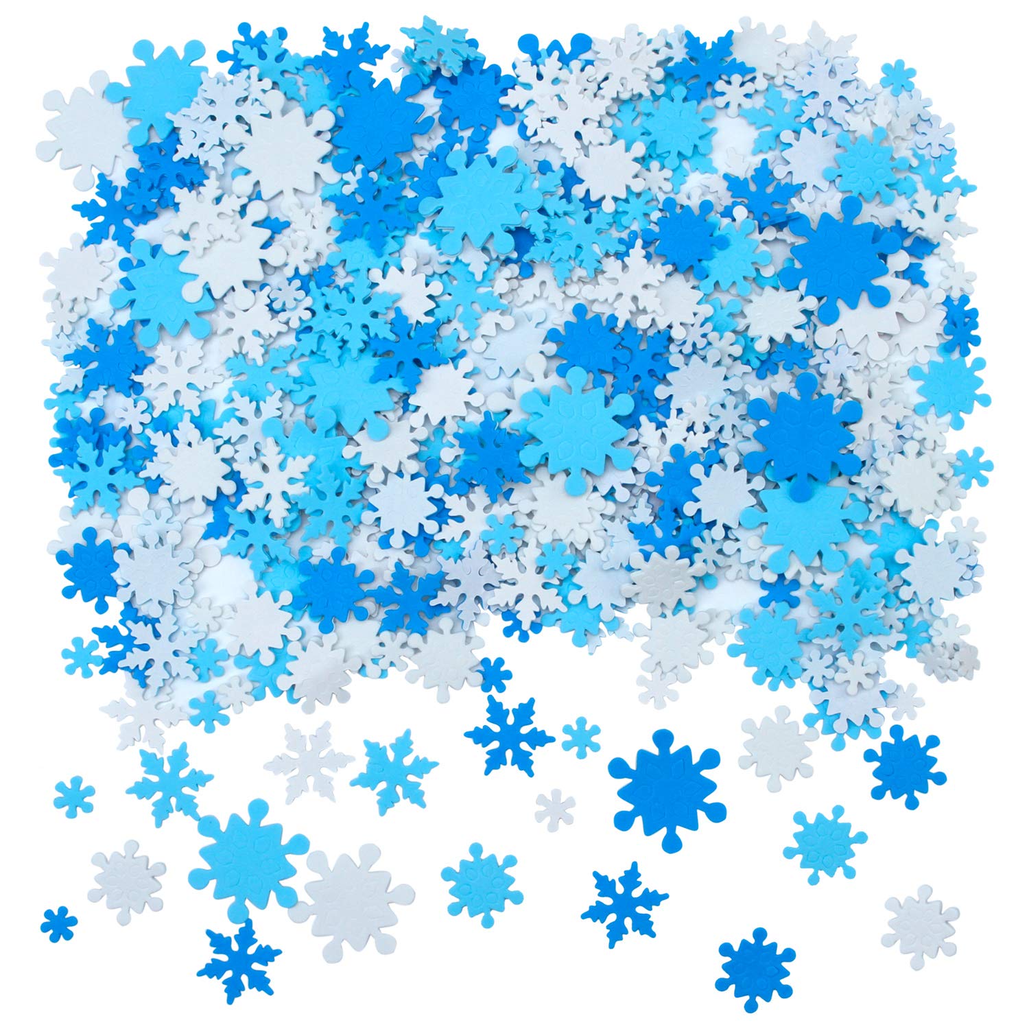 Aneco 600 Pieces Winter Foam Snowflake Stickers Christmas Self-Adhesive Blue and White Snowflake Shape Stickers for Home Holiday Xmas Party DIY Craft
