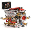 JSINMA V12 Engine Model Kit that Runs, Motorized Mechanical Building Set for Adults with Visible Moving Pistons, Transparent Side Cover, Desk Display