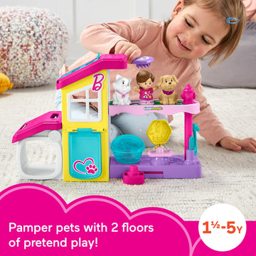 Fisher-Price Little People Barbie Toddler Toy Play and Care Pet Spa Playset with Music & Sounds for Pretend Play Kids Ages 18+ Months