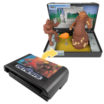 Console Heroes Altered Beast Retro Collectible Diorama - Mini Werewolf & Aggar Figures with Graveyard Boss Scene - SEGA Genesis Cartridge Collectible
