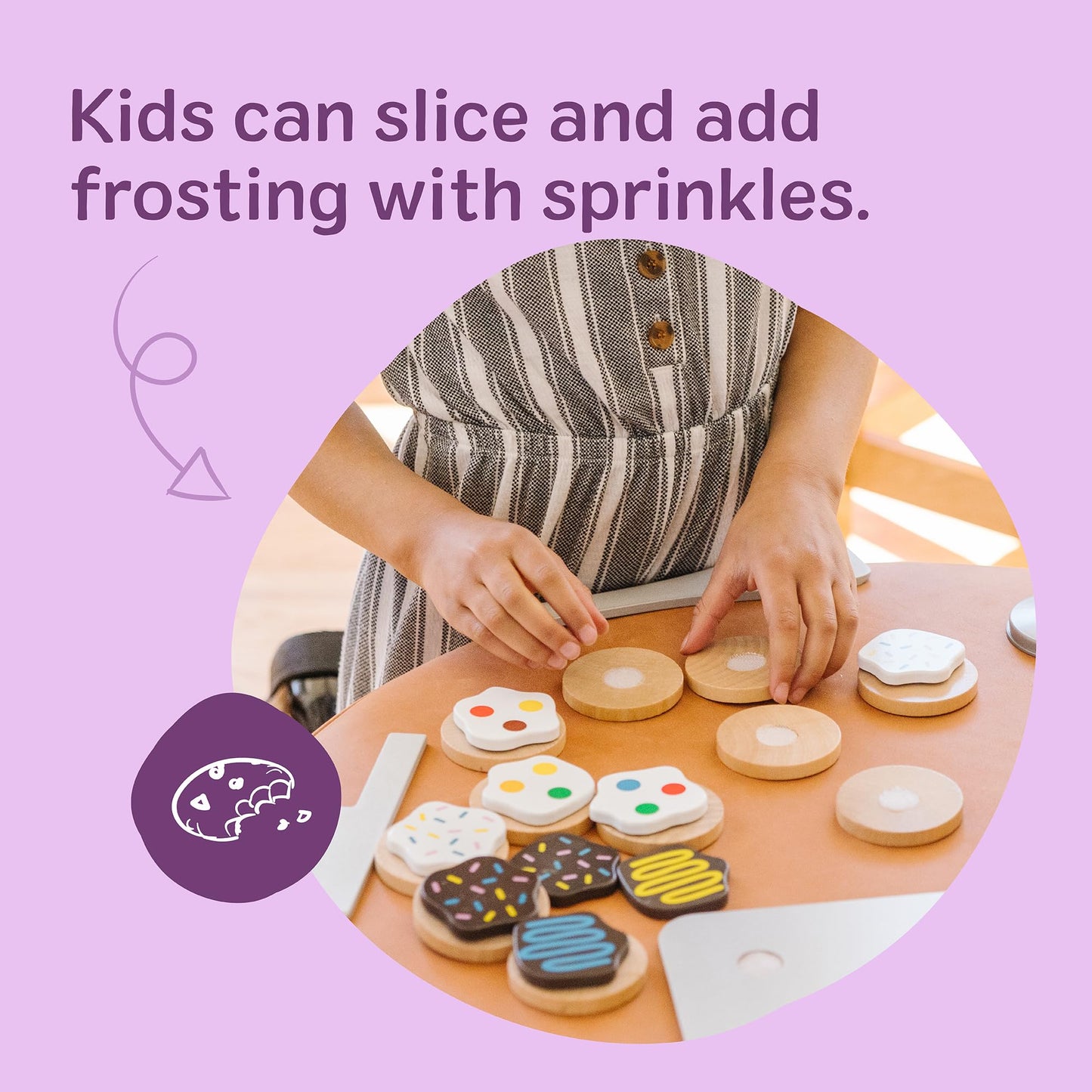 Melissa & Doug Slice & Bake Cookie Set with Wooden Play Food, Colorful Toppings & Play Kitchen Accessories, Preschool Learning Toys for Girls & Boys
