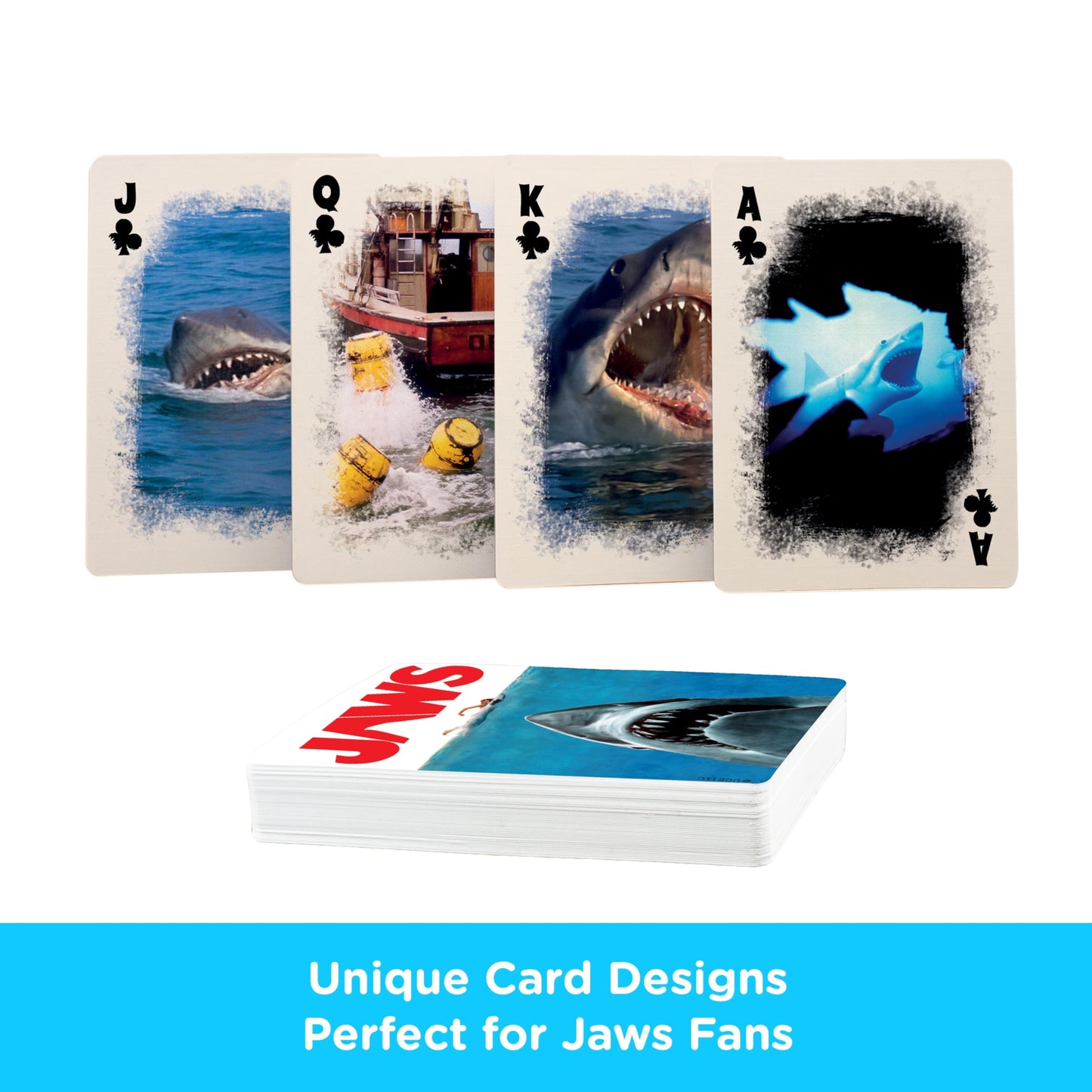 Aquarius Jaws Playing Cards Standard Size - Themed Novelty Deck with 52 Unique Shark Designs - Collectible Merchandise Gift for Teens and Adults