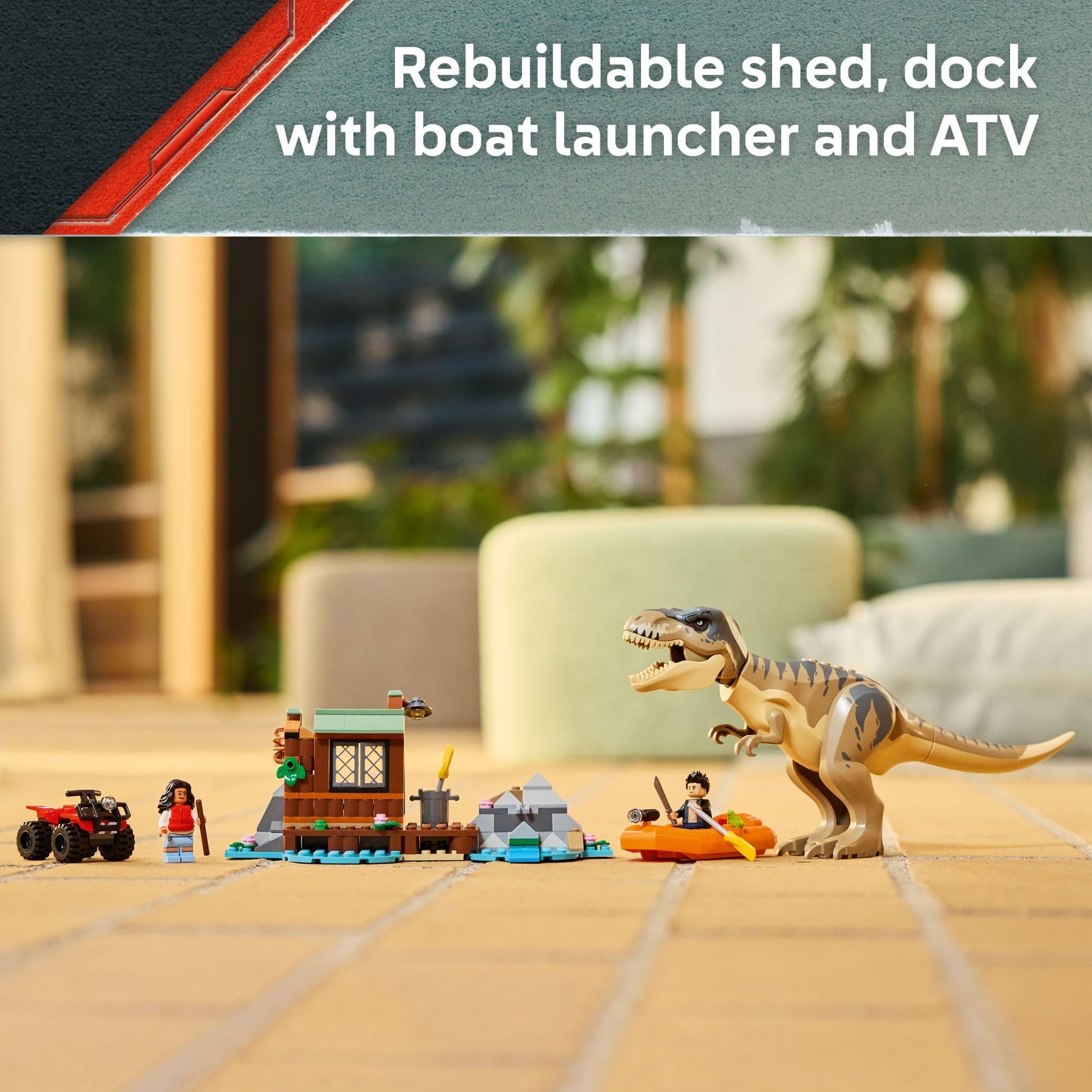 LEGO Jurassic World T. rex River Escape - Dinosaur Toy for Kids, Boys, and Girls, Ages 5-7 - Jurassic World Toy Boat Minifigures - Creative Dinosaur