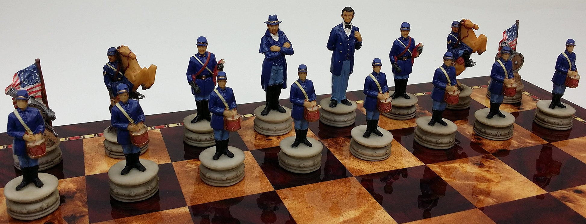 32 Piece Themed Set of Chess Men Pieces Civil War or American Revolution or WW2 - NO Board (American Civil War - General Queens)