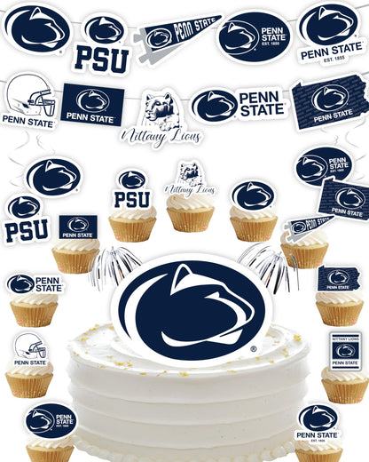 Penn State Cake Topper & Decorations, Graduation Party Supplies, PSU 42 Pcs