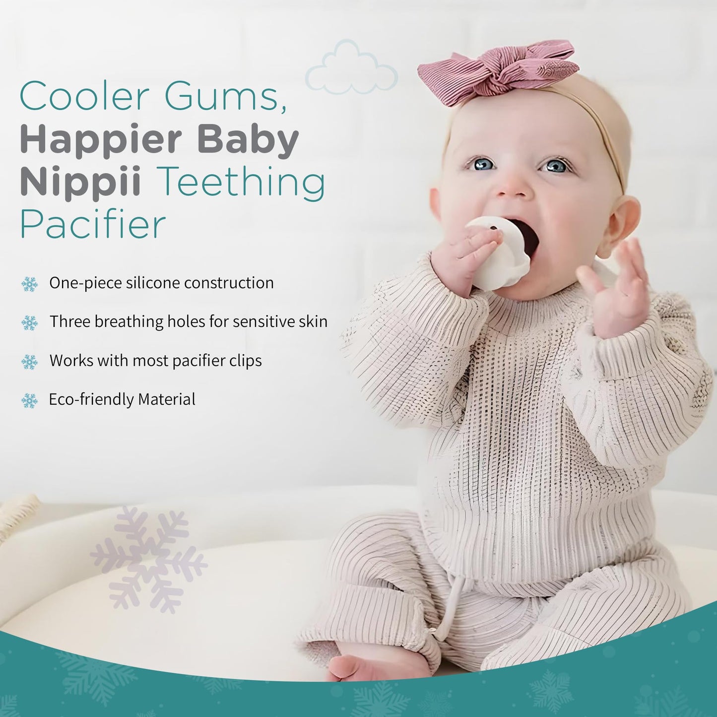 Nippii Freezable Teething Pacifier, Baby Teether Toys 0-9 Months, BPA Free