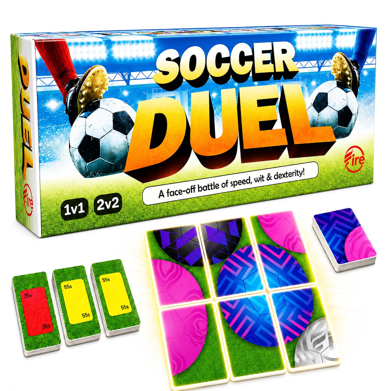 Soccer Duel Tile Game - Fast-Paced Real-Time 1v1 Soccer Strategy Game | Head-to-Head Family Game for Kids, Teens & Adults | Screen-Free Travel Game