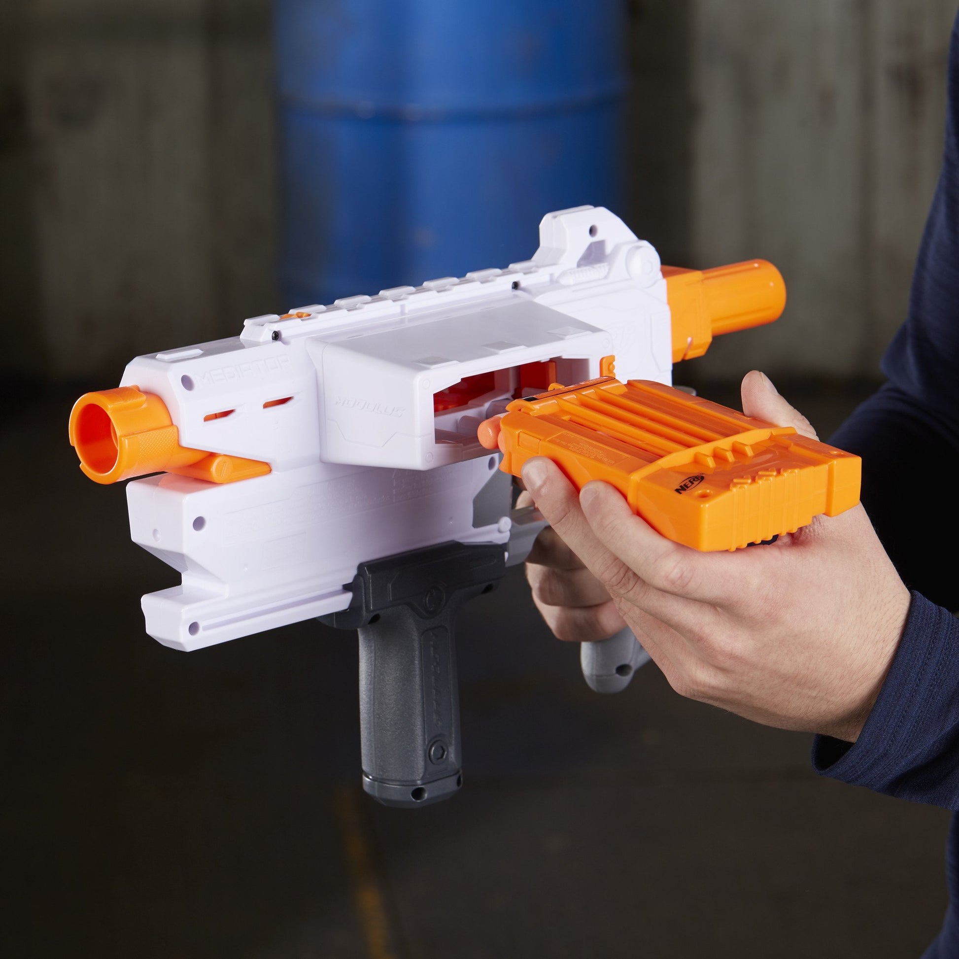 Nerf Modulus Mediator Blaster -- Fires 6 Darts in a Row, Pump Action, Slam Fire, Includes 6-Dart Clip and 6 Official Nerf Elite Darts (Amazon