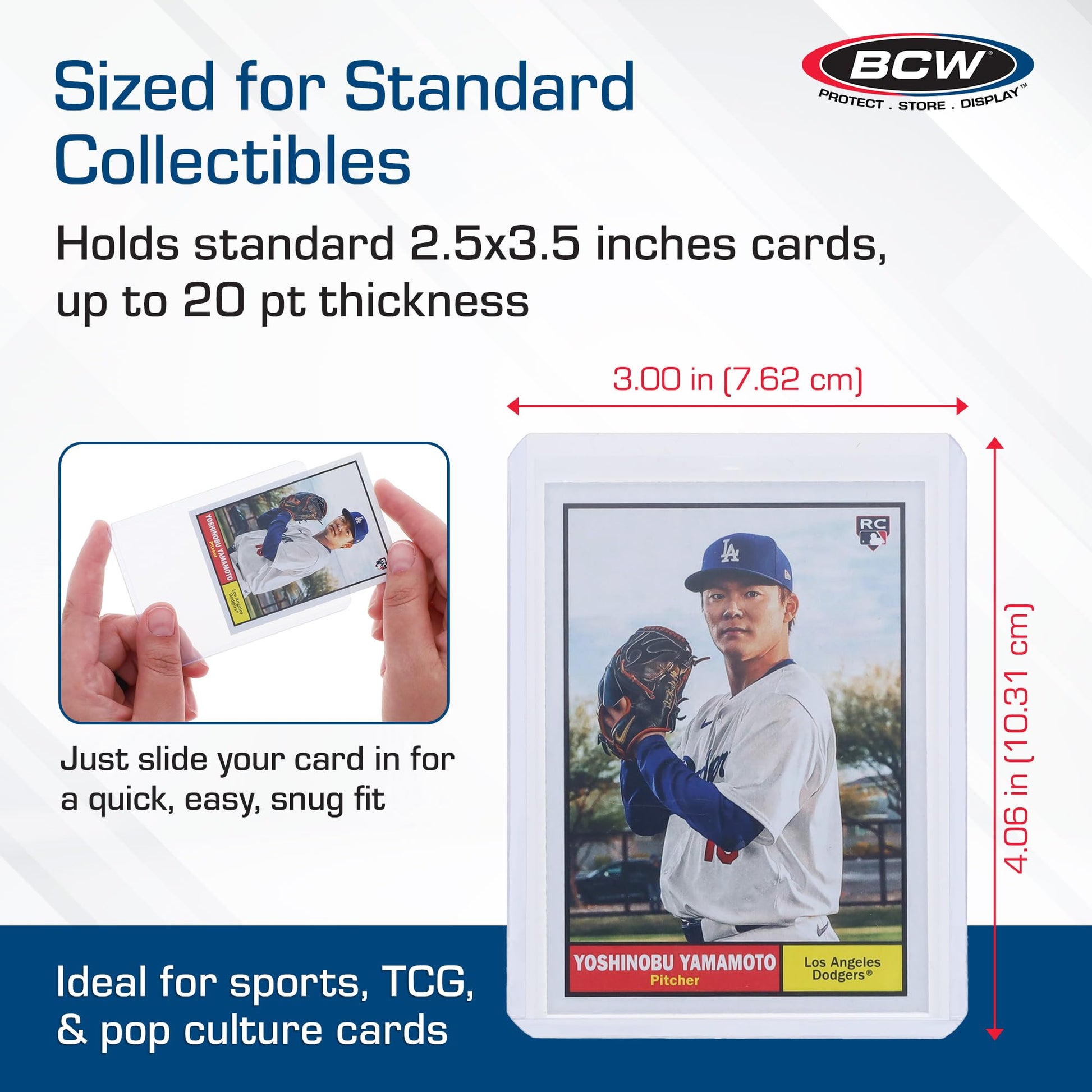 BCW 3x4 Standard Topload Card Holders | 100 Pack | Top Loaders for Cards | Rigid Card Protector | Fits Standard Size Cards Up to 35pt