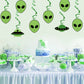 Swirls & Cutouts Green Alien Theme Hanging Swirl Decorations UFO Theme Ceiling Whirl Streamer Hanging Cutouts Alien Invasion for Birthday Party