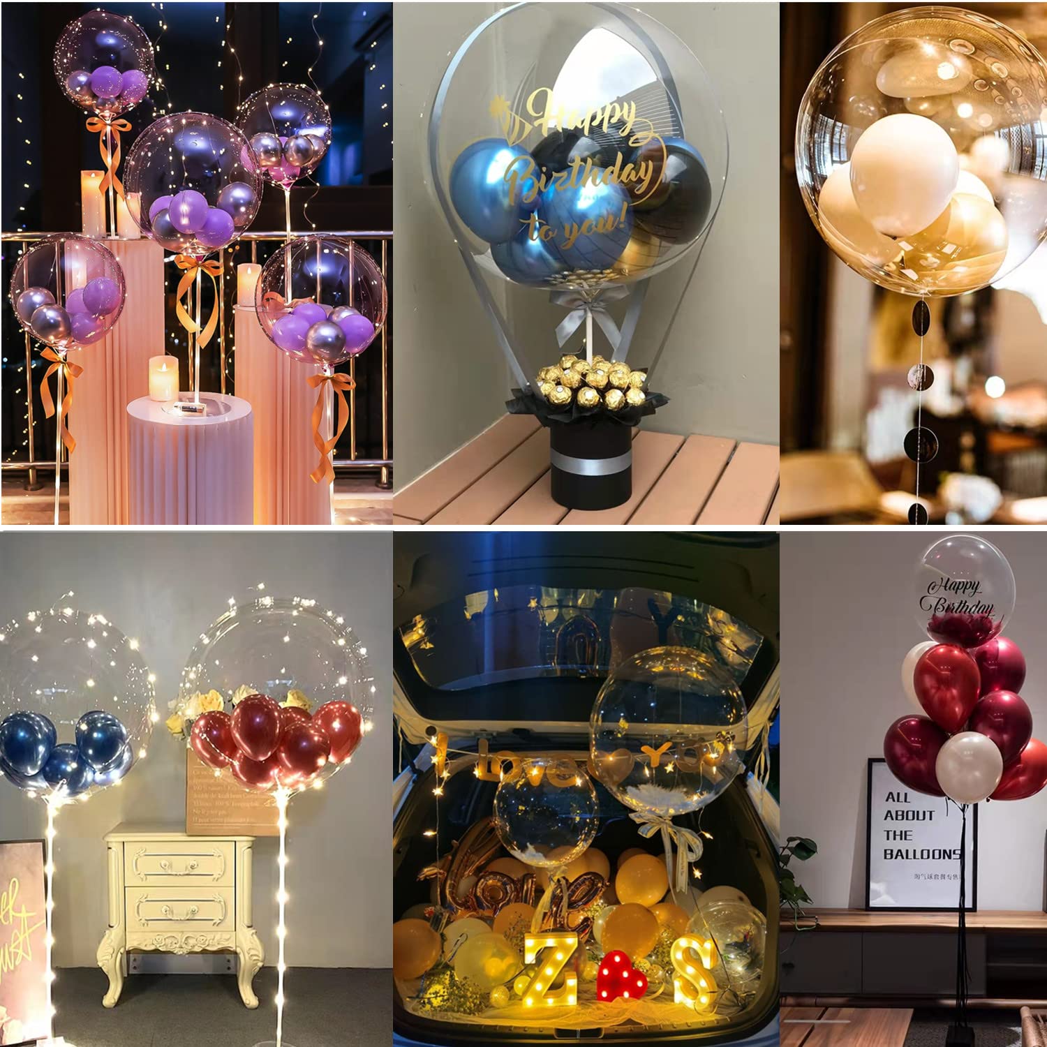 Bobo Balloons, 25 pack Pre Stretched 24 inch Helium/Air Large Clear Balloons for Stuffing, Beautiful DIY Bubble Balloon Decor for Wedding