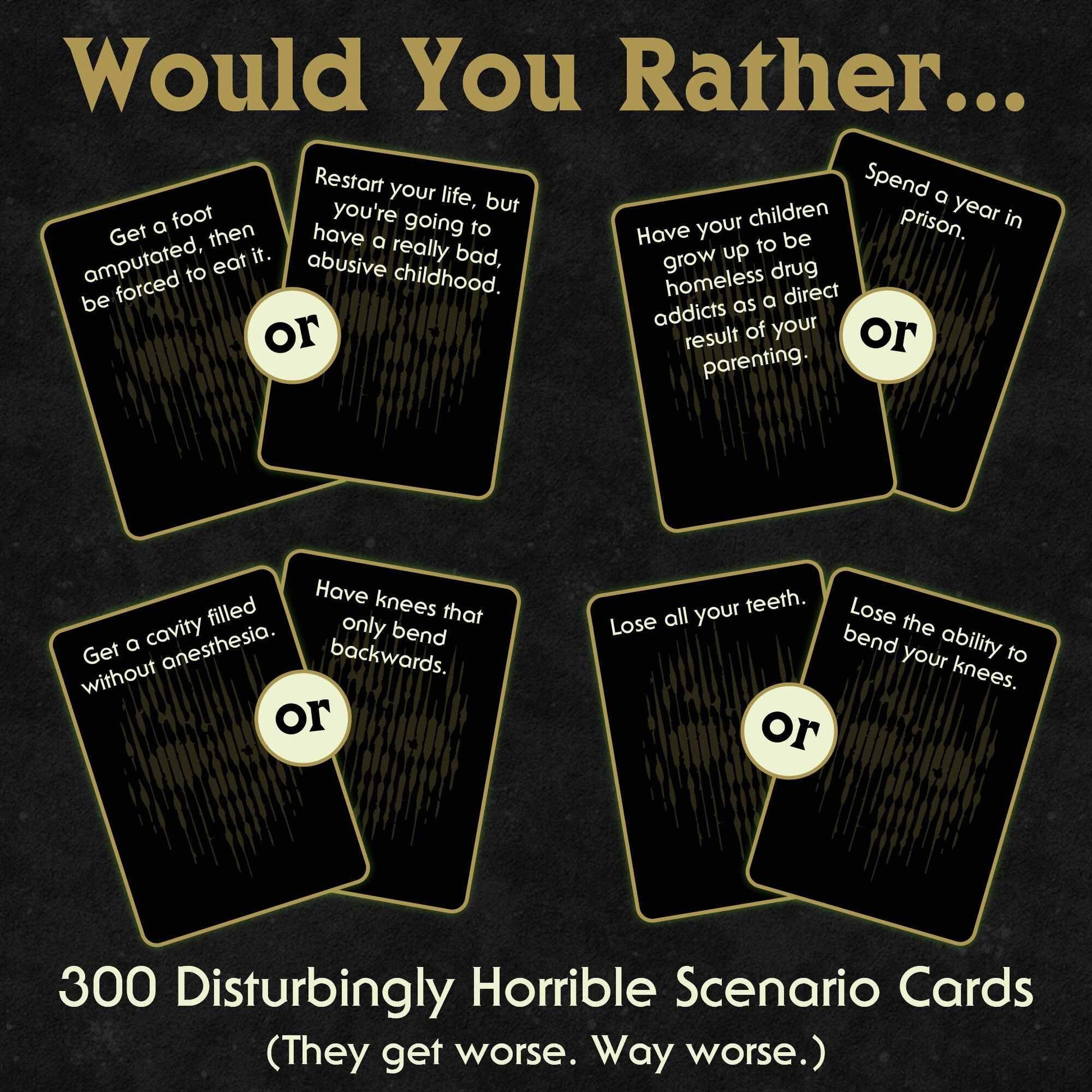 I Choose Death Would-You-Rather Card Game for Adults - Glow-in-the-Dark Tombstone Box - What Would You Rather Do Party Game with 300 Scenario Cards