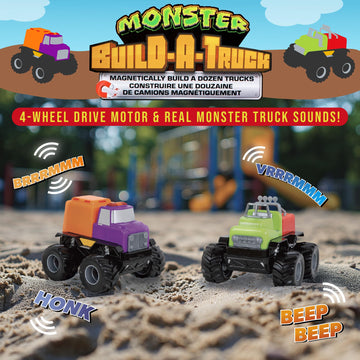 POPULAR PLAYTHINGS Magnetic Monster Build-A-Truck Set, Take-Apart Vehicle Toy for Toddlers, Gifts for Kids Ages 2 & Up - 6 Pieces