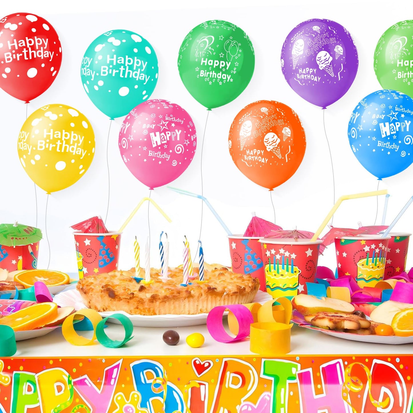 50pcs 12inch Happy Birthday Balloons for Men&Women, Assorted Balloons for Party, Beautiful Flowers Printed Decoration (Birthday)