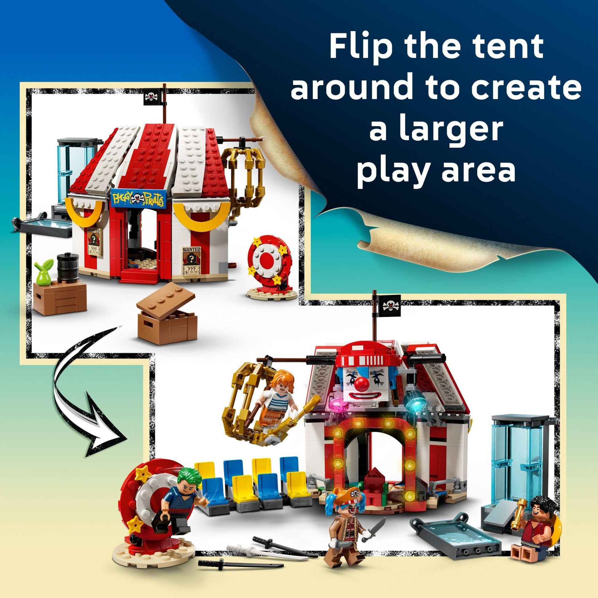 LEGO ONE PIECE Buggy the Clown’s Circus Tent Building Blocks - Creative Building Toy for Boys & Girls, 8+ - 4 Toy Figures & Playset for Pretend Play