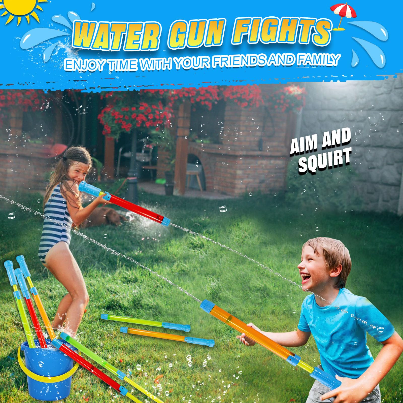 Water Guns for Kids - Water Pool Toys for Kids Ages 3-5, 4-8, 8-12 - Pool Games - Squirts Bulk Party Favors Outdoor Summer Beach Toys for Girls, Boys
