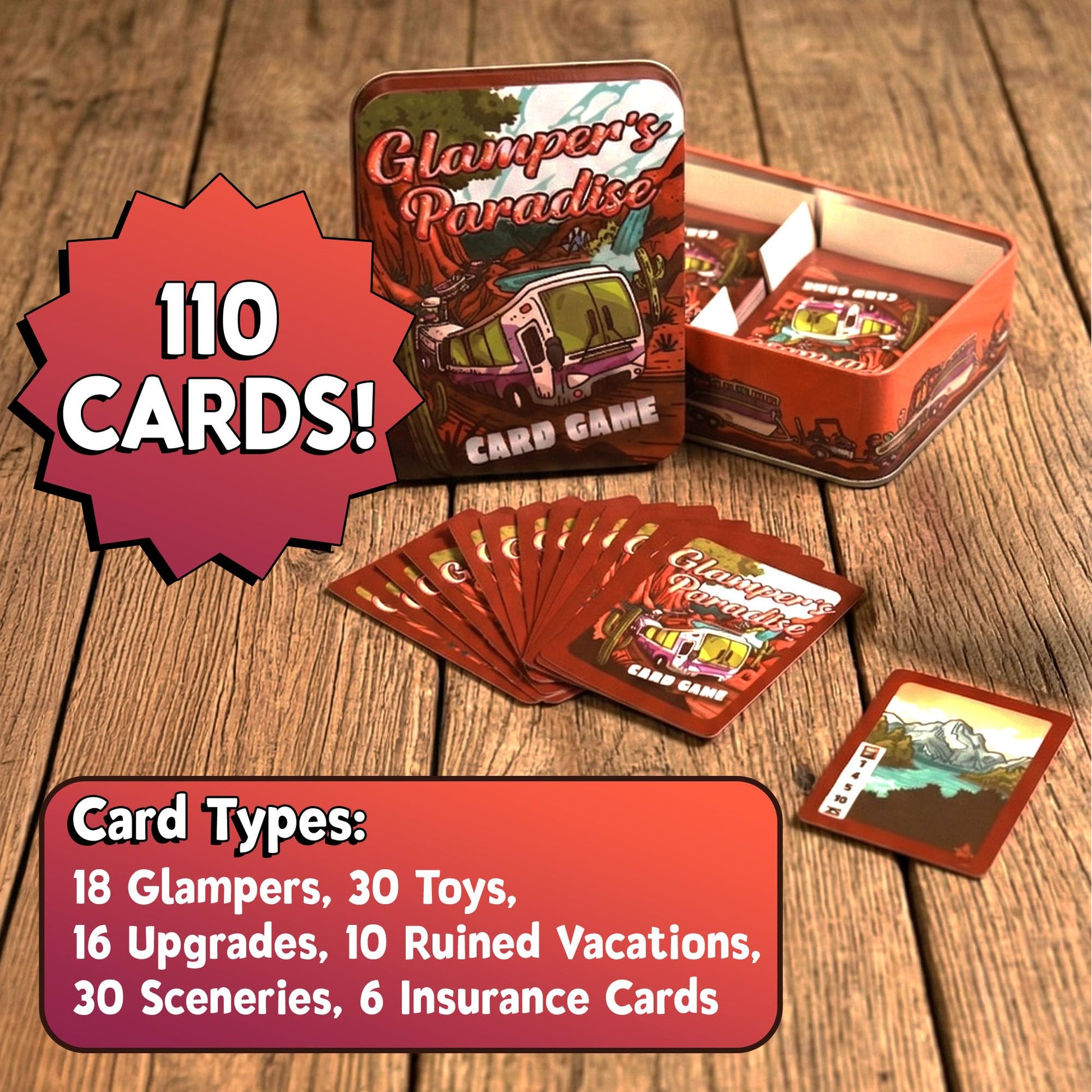 Education Outdoors Glampers Paradise Card Game - Fast Play Family Fun with Camping Charm and Laughs