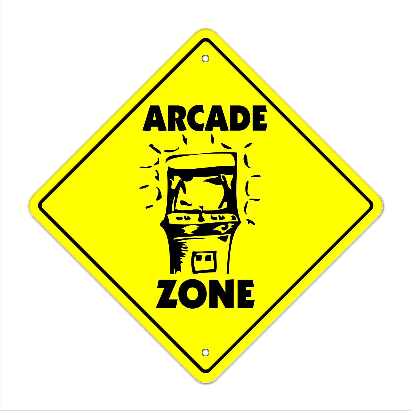 Arcade Crossing Sign Zone Xing | Indoor/Outdoor | 20" Tall Game Room gameroom Machine Pinball Shooting pin Ball Coin