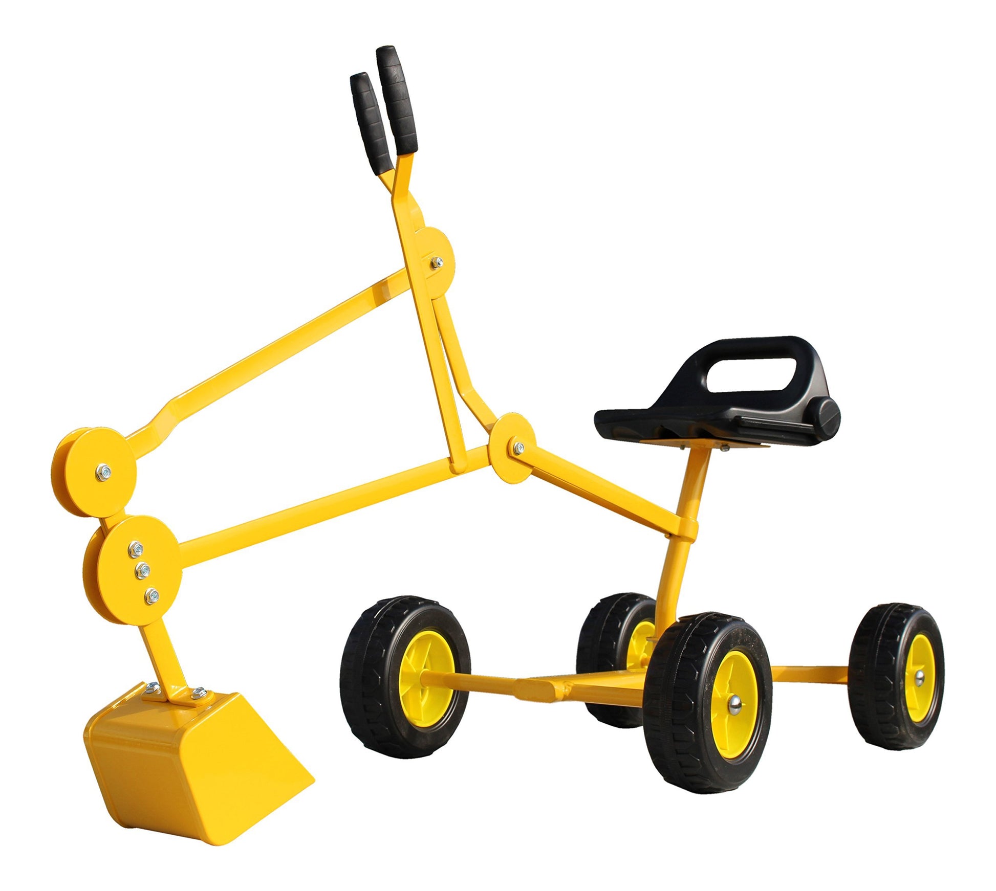 Sandbox Digger Toy Excavator with Wheels- Foldable Playground Equipment for Outdoor Play w/No-Bend, No-Pinch Heavy Duty Metal Ride On Sand