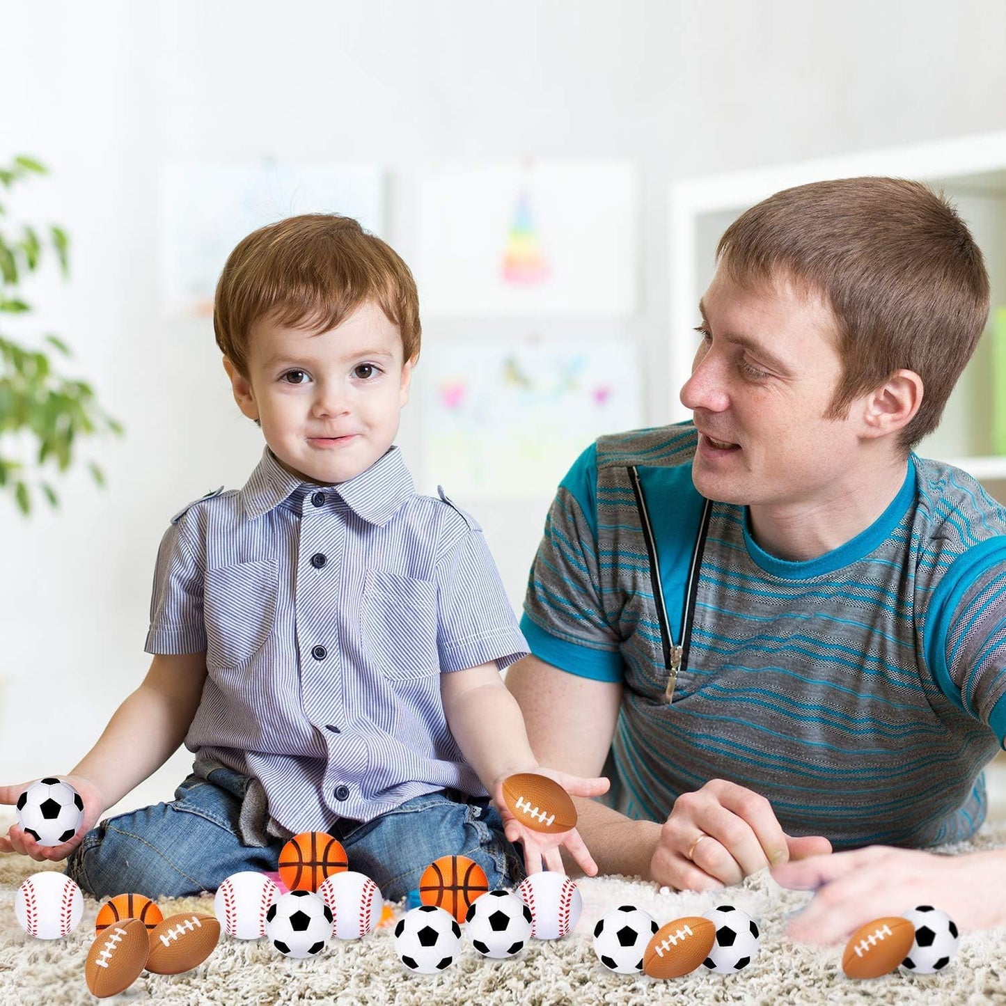 Fulanfudi 24 PCS Soccer Cupcake Toppers Foam Mini Soccer Stress Ball Soccer Ball Cupcake Picks Football Theme Cake Topper for Kids Stress Relief