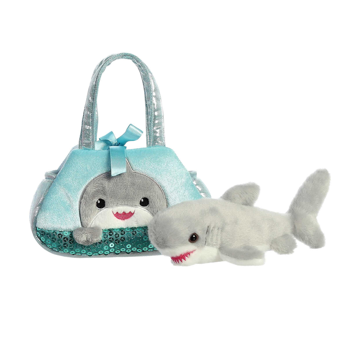 Aurora® Fashionable Fancy Pals™ Peek-A-Boo™ Shark Stuffed Animal - Plush with Stylish Purse for Dress Up Fun - Perfect for Kids 3+ Years, Costumes