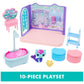 Gabby’s Dollhouse, Primp and Pamper Bathroom with Mercat Figure, 3 Accessories, 3 Furniture and 2 Deliveries, Kids Toys for Ages 3 and up
