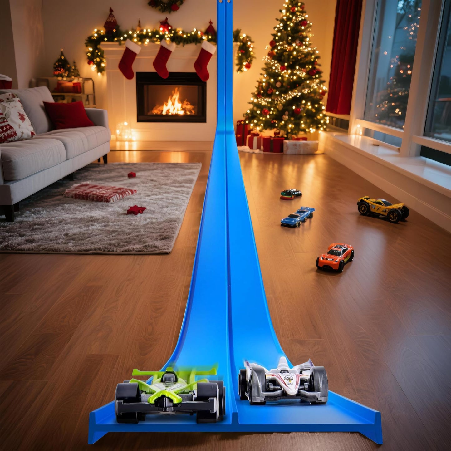 JCHENBH 15 Ft Flexible Race Car Track Compatible with Diecast 1/64th Cars,with 8 Small Racecars and 8 Suction Cups?The Construction of This Classic