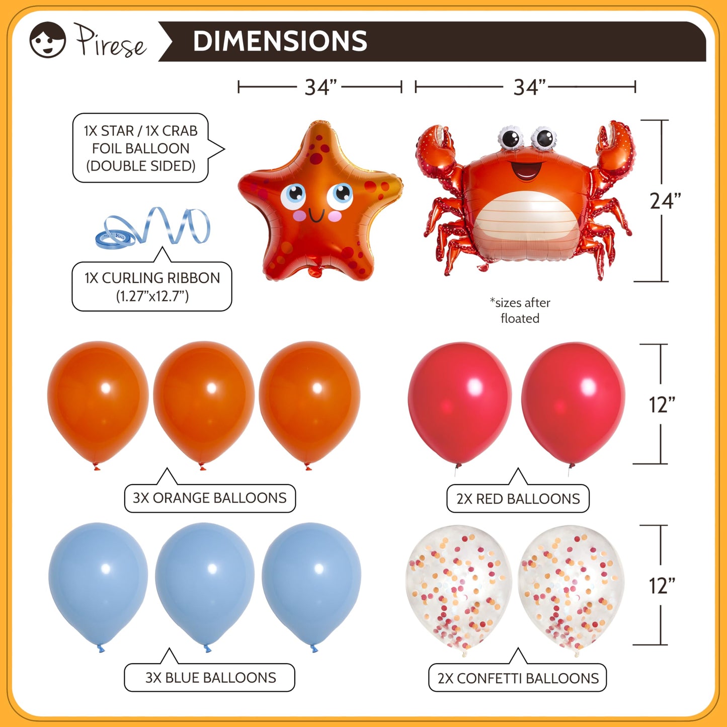 Pirese Crab Party Decorations - Crab Birthday & Feast Supplies | Seafood Boil Theme | Includes Sign, Balloon
