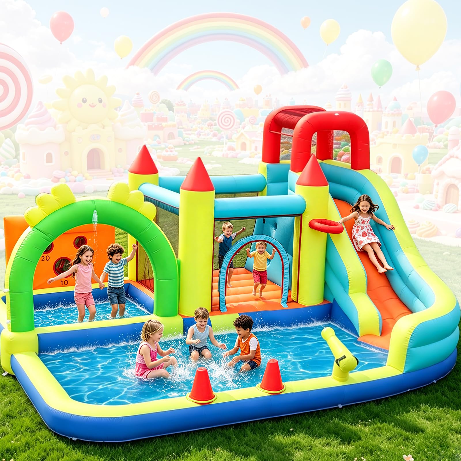 ALIFUN Inflatable Water Slide Bounce House for Big Kids 3-12 with Blower