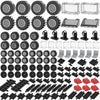LANMANUO 160PCS Wheels and Axles Sets Car Parts Building Kit with Tires, Windshield, Chassis & Steering Wheel Compatible with Major Brands